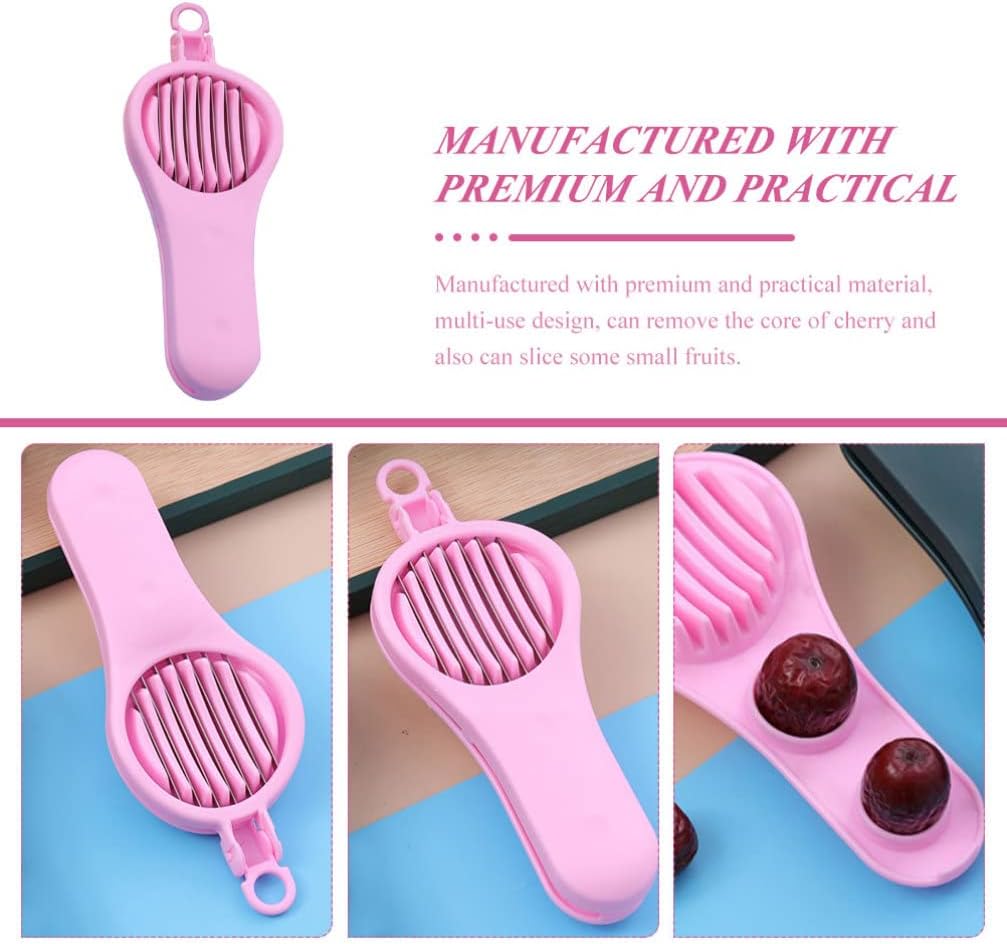 Fruit Pitter Remover Cherry Pitter Tool Cherry Olive Remover Tool Stainless Steel Fruit Cherry Corer Tool Manual Strawberry Slicer for Home Kitchen Pink Cherry Pit Remover Tool