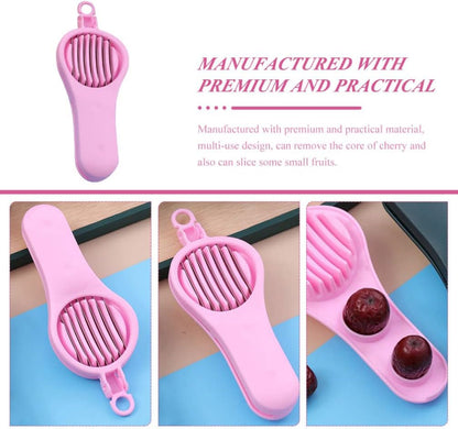 Fruit Pitter Remover Cherry Pitter Tool Cherry Olive Remover Tool Stainless Steel Fruit Cherry Corer Tool Manual Strawberry Slicer for Home Kitchen Pink Cherry Pit Remover Tool