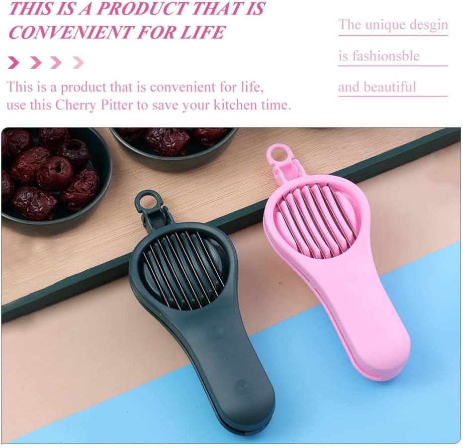 Fruit Pitter Remover Cherry Pitter Tool Cherry Olive Remover Tool Stainless Steel Fruit Cherry Corer Tool Manual Strawberry Slicer for Home Kitchen Pink Cherry Pit Remover Tool