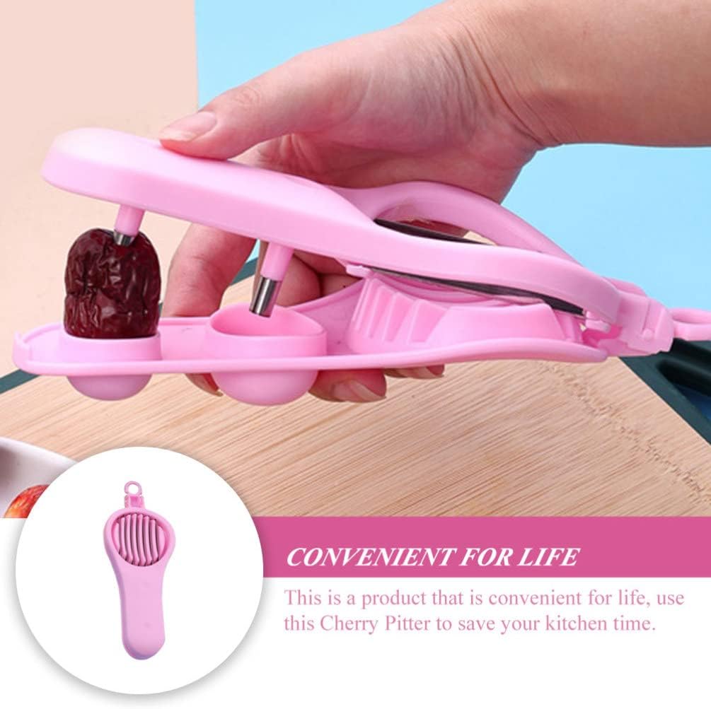 Fruit Pitter Remover Cherry Pitter Tool Cherry Olive Remover Tool Stainless Steel Fruit Cherry Corer Tool Manual Strawberry Slicer for Home Kitchen Pink Cherry Pit Remover Tool