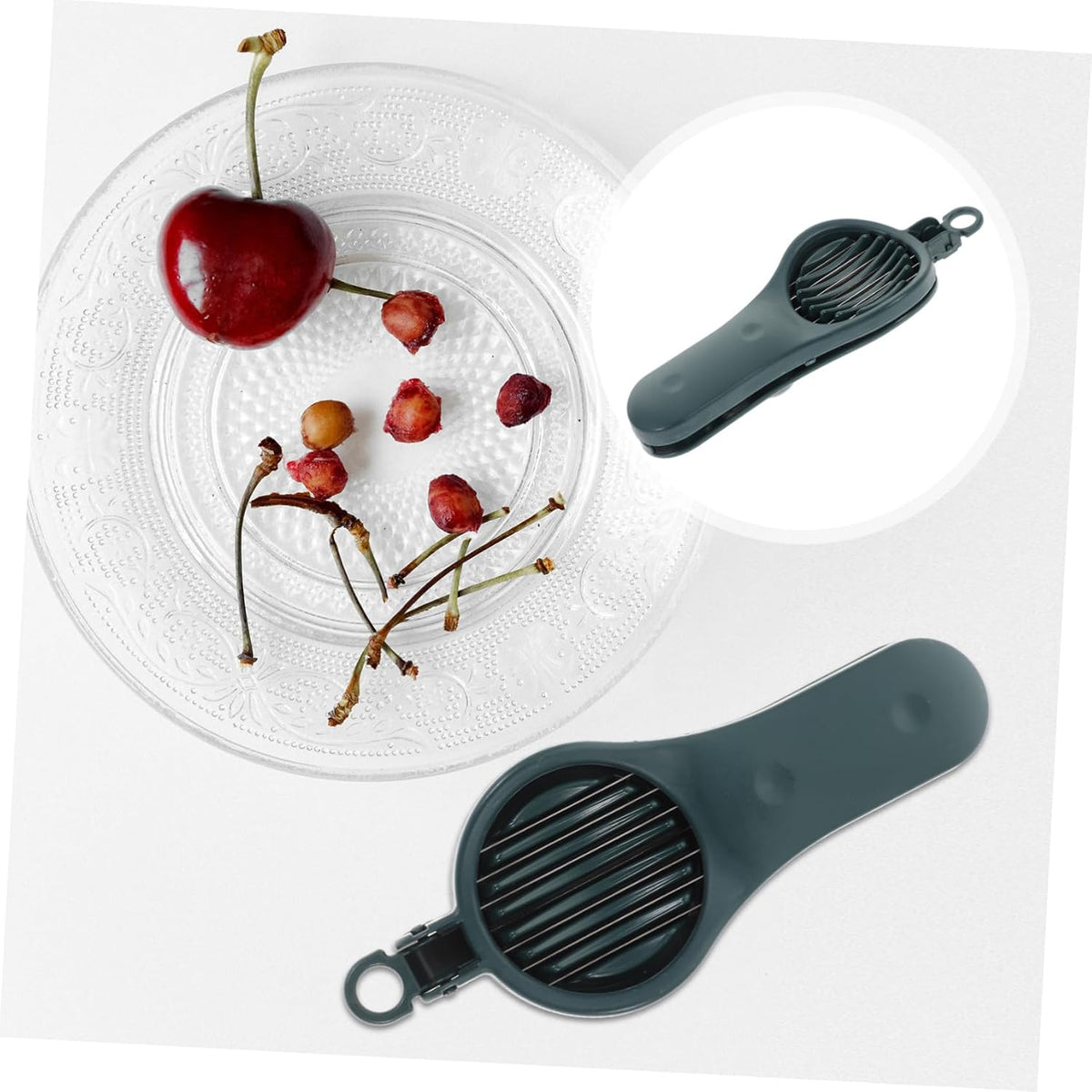 Fruit Pitter Remover Cherry Pitter Tool Cherry Olive Remover Tool Stainless Steel Fruit Cherry Corer Tool Manual Strawberry Slicer for Home Kitchen Pink Cherry Pit Remover Tool