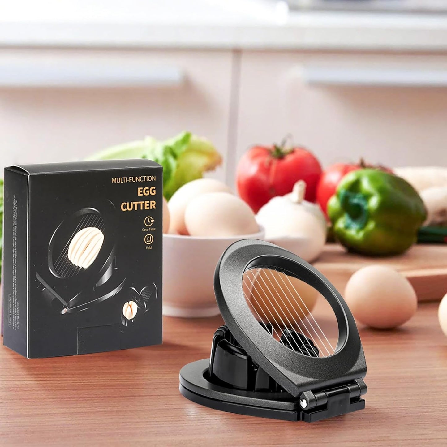 Egg Slicer, Egg Slicer for Hard Boiled Eggs, Egg Cutter Heavy Duty Aluminium for Egg Strawberry Mushroom Soft Fruit, Stainless Steel Wire with 3 Slicing Styles - Grey
