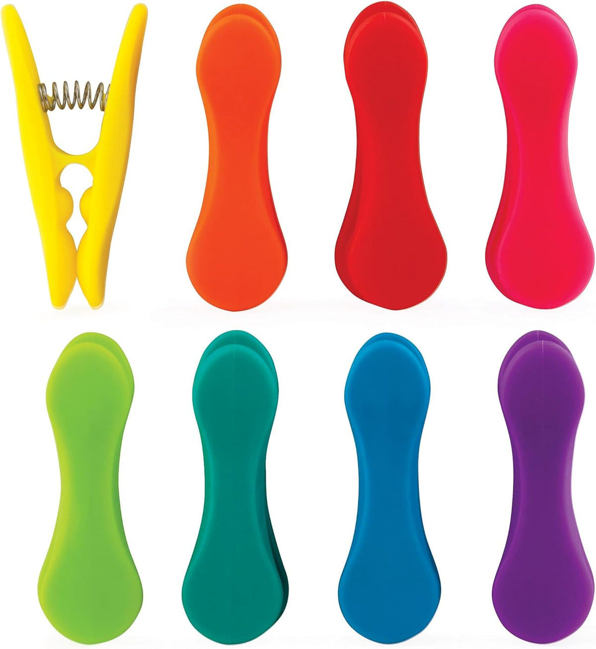 Kikkerland Rainbow Bag Clips (Set of 8), Multicolor