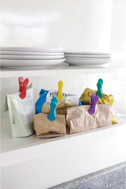 Kikkerland Rainbow Bag Clips (Set of 8), Multicolor