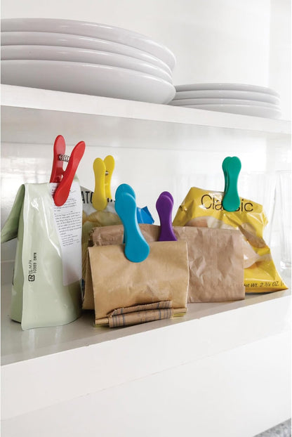 Kikkerland Rainbow Bag Clips (Set of 8), Multicolor