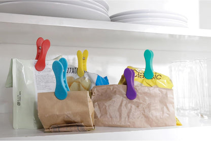 Kikkerland Rainbow Bag Clips (Set of 8), Multicolor