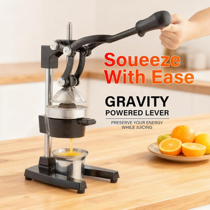Manual Cast Iron Juicer, Commercial Lemon Squeezer, Professional Citrus Juicer, Ideal for Extracting Juice From Lemons, Oranges, and Grapefruits. Easy to Clean. (Gray)