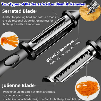 Premium Swivel Vegetable I-Peeler For Kitchen, Potato Peelers With Blemish remover For Home Cooks and Chefs,Stainless Steel Serrated and Julienne blade (Silver)