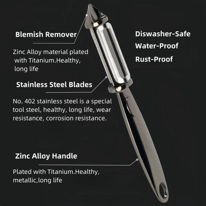 Premium Swivel Vegetable I-Peeler For Kitchen, Potato Peelers With Blemish remover For Home Cooks and Chefs,Stainless Steel Serrated and Julienne blade (Silver)
