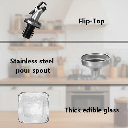 Oil Bottles for Kitchen 4 Pack, 17oz Oil and Vinegar Dispenser Set