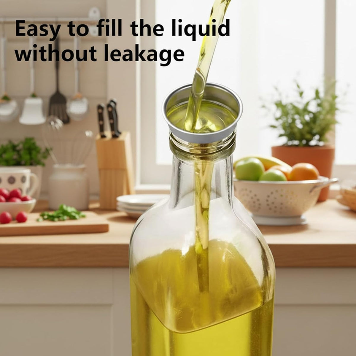 Oil Bottles for Kitchen 4 Pack, 17oz Oil and Vinegar Dispenser Set