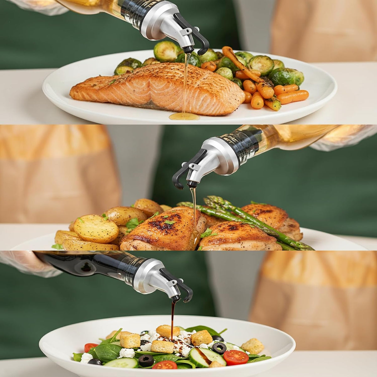 Oil Bottles for Kitchen 4 Pack, 17oz Oil and Vinegar Dispenser Set