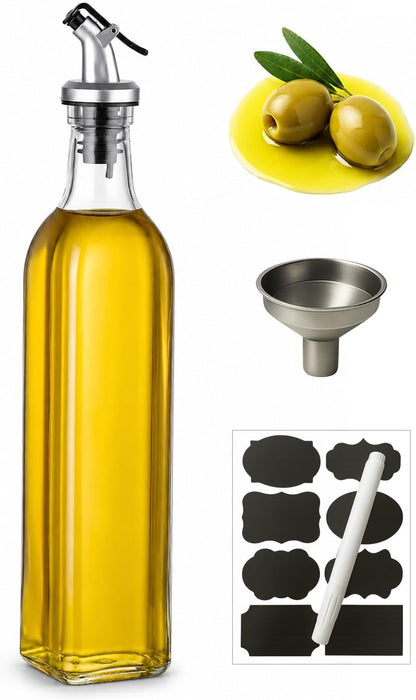 Oil Bottles for Kitchen 4 Pack, 17oz Oil and Vinegar Dispenser Set