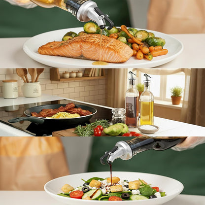 Oil Bottles for Kitchen 4 Pack, 17oz Oil and Vinegar Dispenser Set