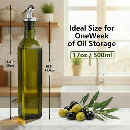 Oil Bottles for Kitchen 4 Pack, 17oz Oil and Vinegar Dispenser Set