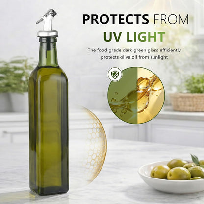 Oil Bottles for Kitchen 4 Pack, 17oz Oil and Vinegar Dispenser Set