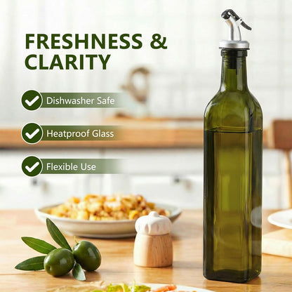 Oil Bottles for Kitchen 4 Pack, 17oz Oil and Vinegar Dispenser Set