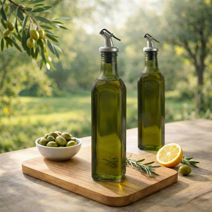 Oil Bottles for Kitchen 4 Pack, 17oz Oil and Vinegar Dispenser Set