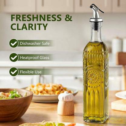 Oil Bottles for Kitchen 4 Pack, 17oz Oil and Vinegar Dispenser Set