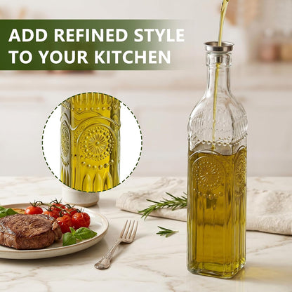 Oil Bottles for Kitchen 4 Pack, 17oz Oil and Vinegar Dispenser Set