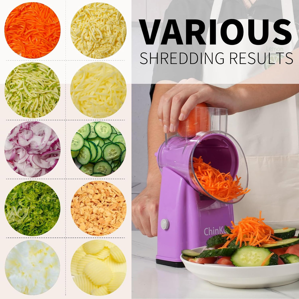 Upgrade Rotary Cheese Grater Shredder with Handle, Strong Suction Base, Multi-purpose Rotary Grater Slicer with 5 Interchangeable Blades for Ice, Vegetables, Fruit, Nuts with Blade Storage Box