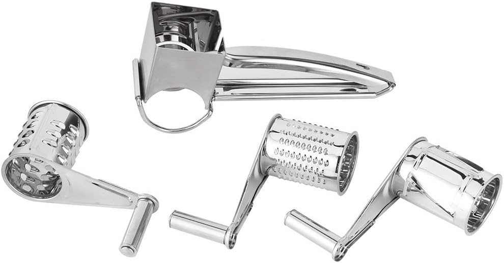 MultiFunction Stainless Steel Cheese Grater Hand Cranked Rotatable Cheese Cutter Slicing Tool for Soft and Hard Cheese, Chocolate, Nuts, Parmesan, Pistachio, Almonds, TARSHYRY8rdzc0eh3y