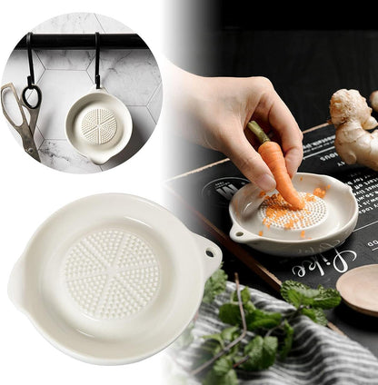 Porcelain Grater Plate White Ceramic Multipurpose Grinder Plate Burnishing Machine for Fruits Vegetables Ginger Garlic Onion