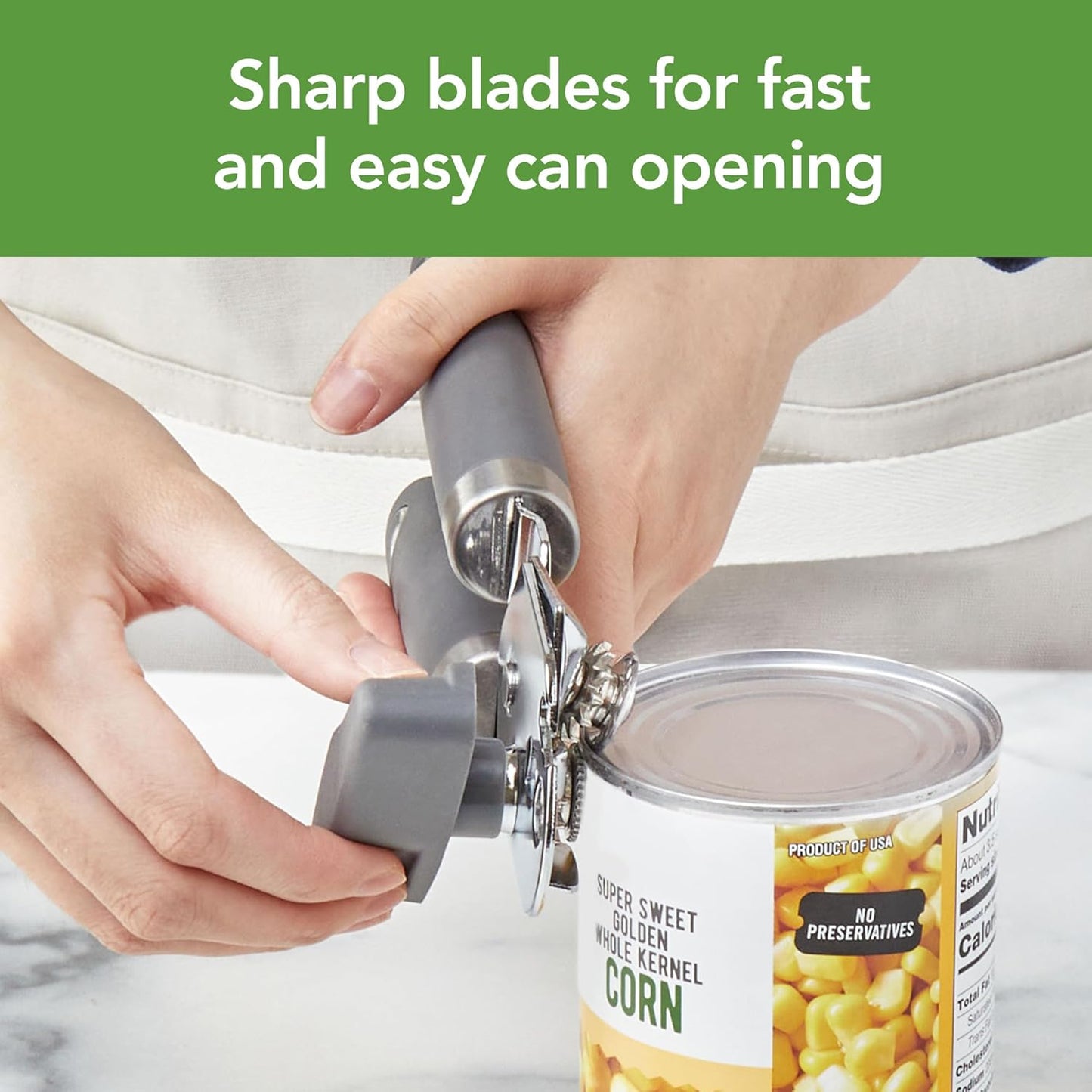 Can and Jar Opener Set Manual Handheld Kitchen Tool with Comfort Grip Handles, Easy to Use Stainless Steel Jar and Smooth Edge Can Opener with Built In Bottle Cap Lifter, Charcoal Gray