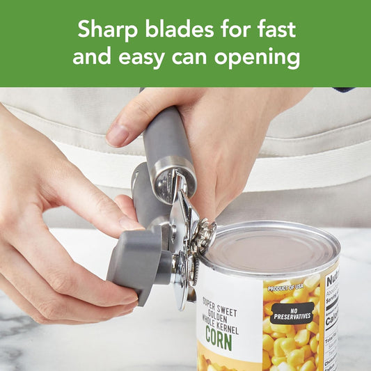 Can and Jar Opener Set Manual Handheld Kitchen Tool with Comfort Grip Handles, Easy to Use Stainless Steel Jar and Smooth Edge Can Opener with Built In Bottle Cap Lifter, Charcoal Gray