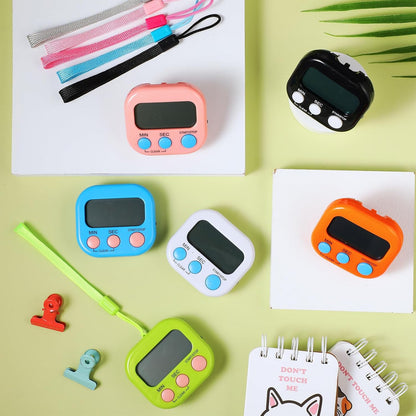 24 Pcs Small Digital Kitchen Timer Magnetic Back and Switch Minute Second Count up Countdown Big LCD Display Loud Alarm for Teacher Cooking Baking (Colorful)
