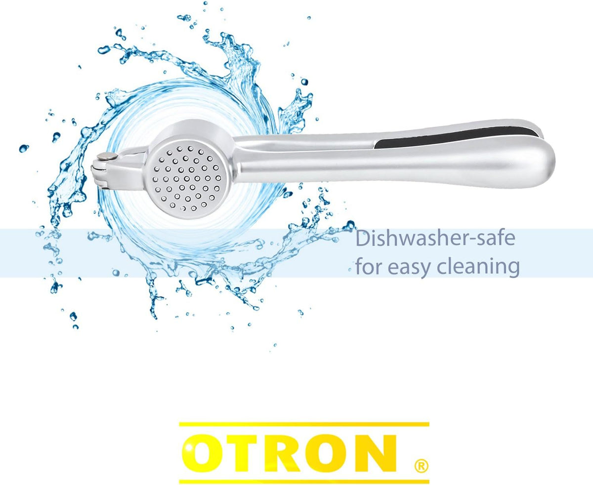 Premium Garlic Press, Stainless Steel, Garlic Mincer, Professional Heavy Duty, Soft-Handled, Crush Garlic Cloves, Ginger