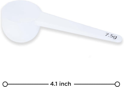 Measure spoons | measuring spoons set of 6 | exact dosing 3 gram scoop, 5 gram scoop, 7,5g, 10g, 15g, 30g | kitchen measuring set for powder and liquids | plastic medicine spoon and cups