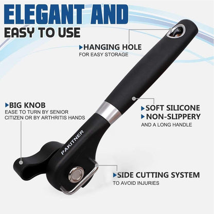 Safe Cut Can Opener, Smooth Edge Can Opener - Handheld Easy Turn Knob, Manual Can Opener, Ergonomic Smooth Edge, Food Grade Stainless Steel Cutting Tool for Kitchen & Restaurant