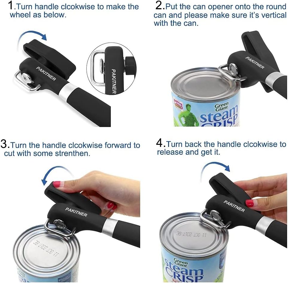 Safe Cut Can Opener, Smooth Edge Can Opener - Handheld Easy Turn Knob, Manual Can Opener, Ergonomic Smooth Edge, Food Grade Stainless Steel Cutting Tool for Kitchen & Restaurant