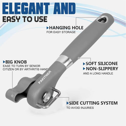 Safe Cut Can Opener, Smooth Edge Can Opener - Handheld Easy Turn Knob, Manual Can Opener, Ergonomic Smooth Edge, Food Grade Stainless Steel Cutting Tool for Kitchen & Restaurant