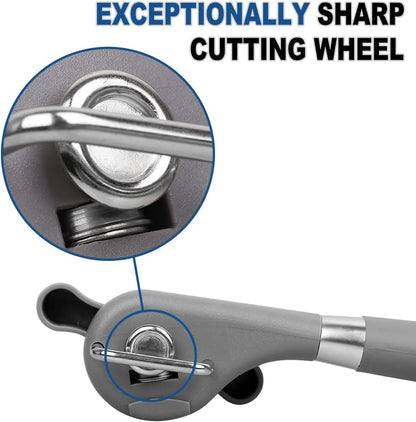 Safe Cut Can Opener, Smooth Edge Can Opener - Handheld Easy Turn Knob, Manual Can Opener, Ergonomic Smooth Edge, Food Grade Stainless Steel Cutting Tool for Kitchen & Restaurant