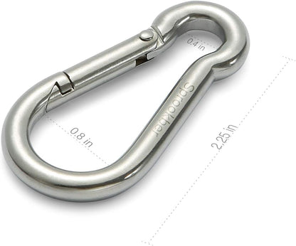 Stainless Steel Spring Snap Hook Carabiner - 304 Stainless Steel Caribeener Clips, Set of 6