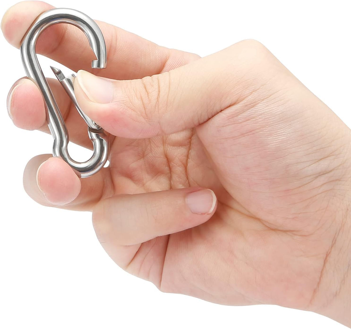 Stainless Steel Spring Snap Hook Carabiner - 304 Stainless Steel Caribeener Clips, Set of 6