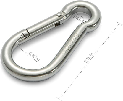 Stainless Steel Spring Snap Hook Carabiner - 304 Stainless Steel Caribeener Clips, Set of 6