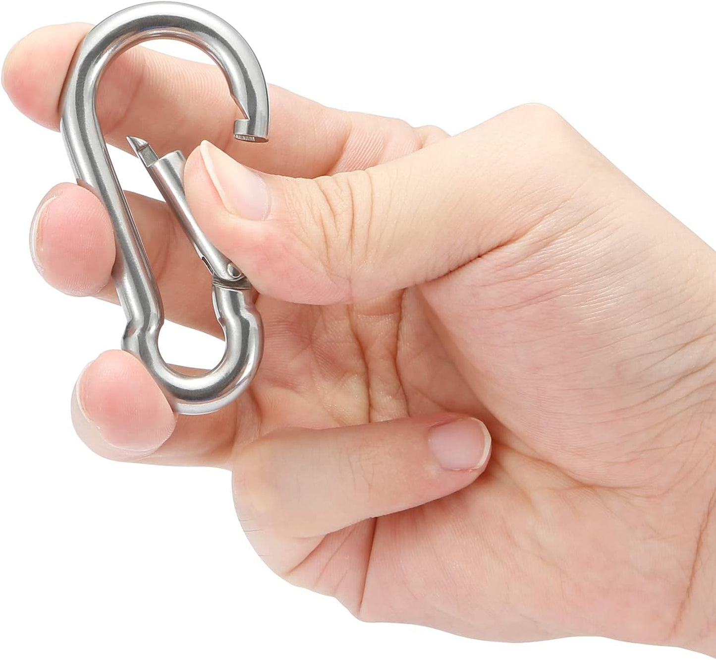 Stainless Steel Spring Snap Hook Carabiner - 304 Stainless Steel Caribeener Clips, Set of 6
