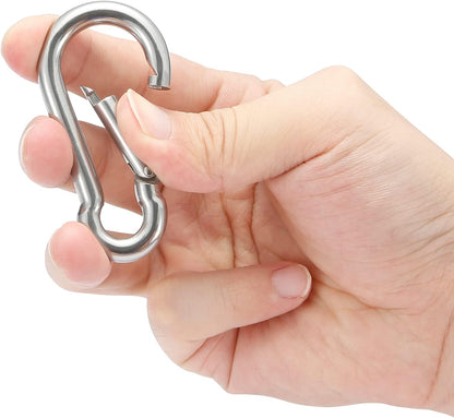 Stainless Steel Spring Snap Hook Carabiner - 304 Stainless Steel Caribeener Clips, Set of 6
