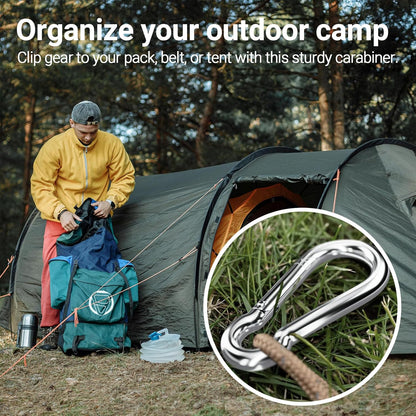 Stainless Steel Spring Snap Hook Carabiner - 304 Stainless Steel Caribeener Clips, Set of 6