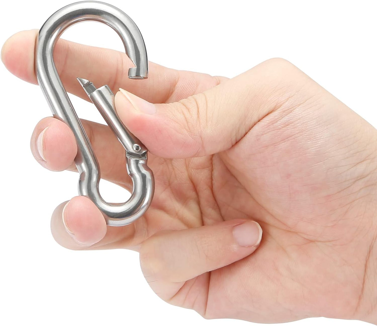 Stainless Steel Spring Snap Hook Carabiner - 304 Stainless Steel Caribeener Clips, Set of 6