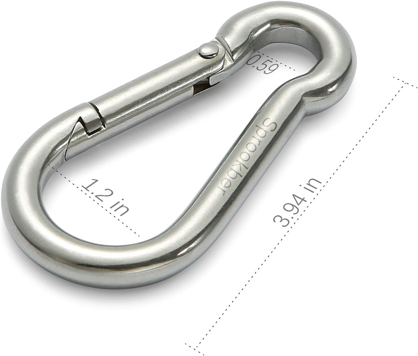 Stainless Steel Spring Snap Hook Carabiner - 304 Stainless Steel Caribeener Clips, Set of 6