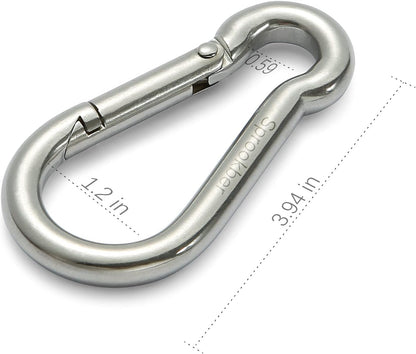 Stainless Steel Spring Snap Hook Carabiner - 304 Stainless Steel Caribeener Clips, Set of 6