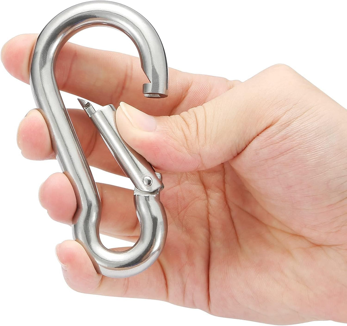 Stainless Steel Spring Snap Hook Carabiner - 304 Stainless Steel Caribeener Clips, Set of 6