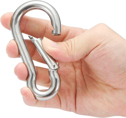 Stainless Steel Spring Snap Hook Carabiner - 304 Stainless Steel Caribeener Clips, Set of 6