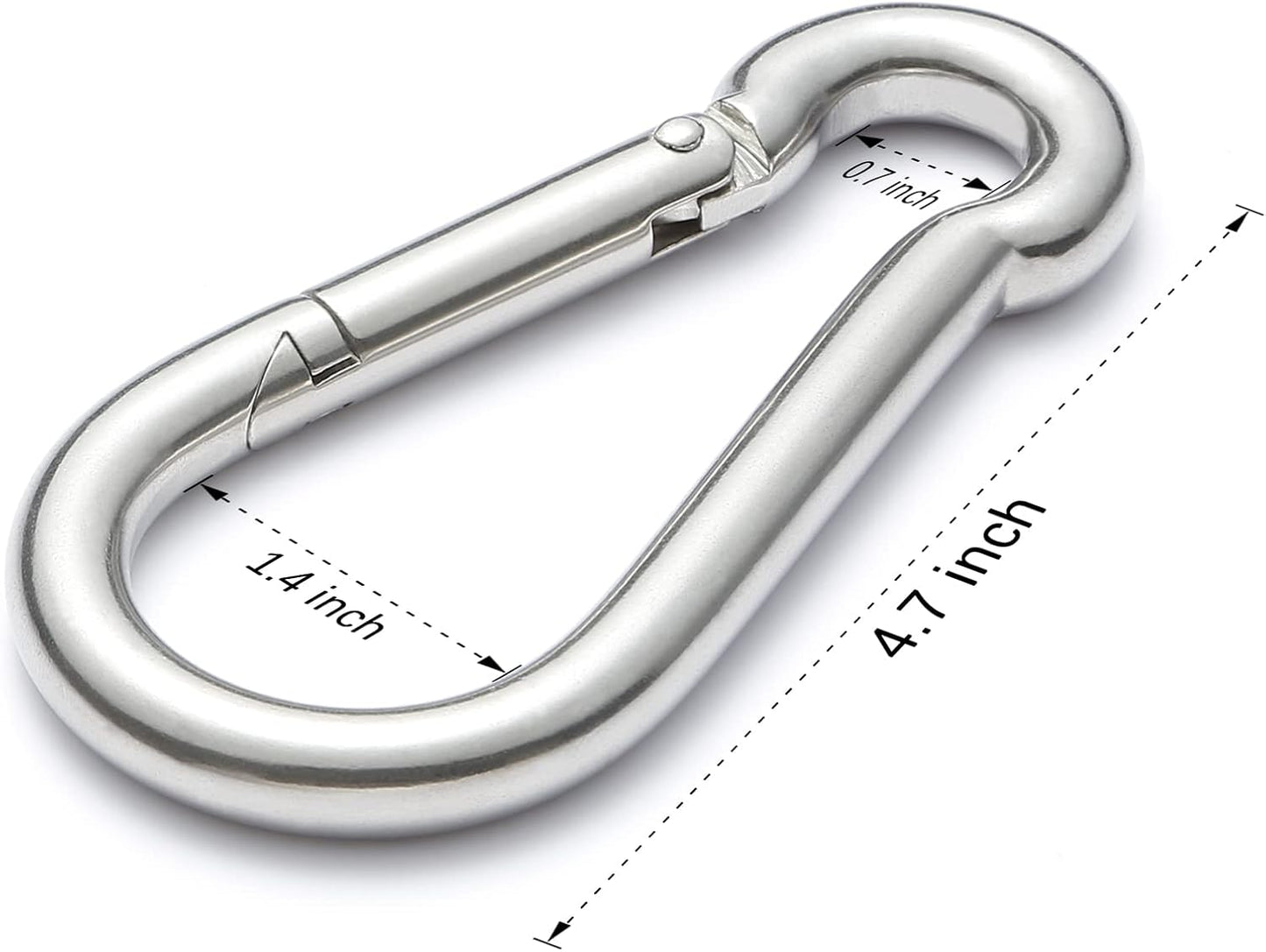 Stainless Steel Spring Snap Hook Carabiner - 304 Stainless Steel Caribeener Clips, Set of 6