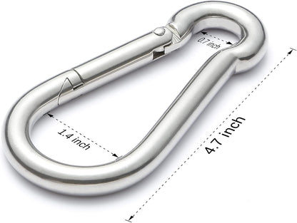 Stainless Steel Spring Snap Hook Carabiner - 304 Stainless Steel Caribeener Clips, Set of 6