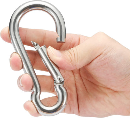 Stainless Steel Spring Snap Hook Carabiner - 304 Stainless Steel Caribeener Clips, Set of 6